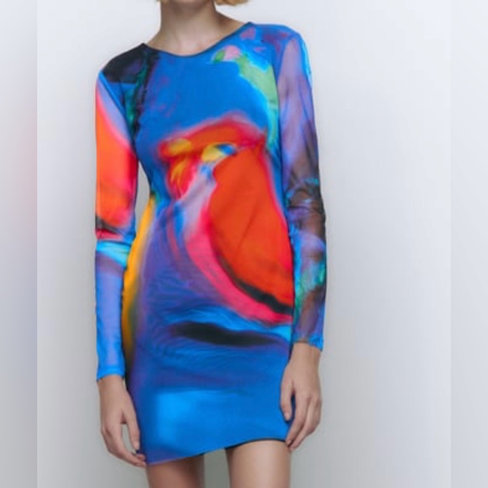 Colorful Abstract Long Sleeve Dress